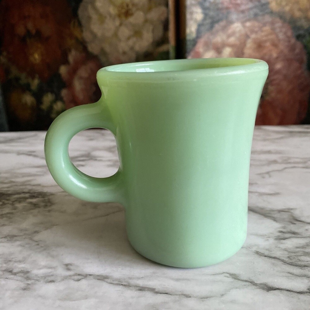 Vintage Fire King Jadeite Slim Hot Chocolate C Handle Mug Cup Anchor Hocking
